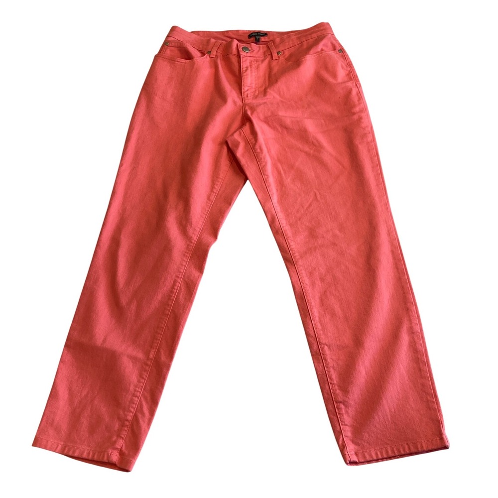 Eileen Fisher Pants 14 (30x27) Coral Pink Organic Cotton Stretch‎ Straight USA